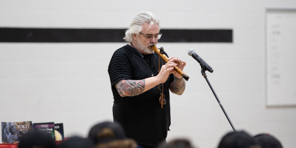 David Bouchard speaks to RF students